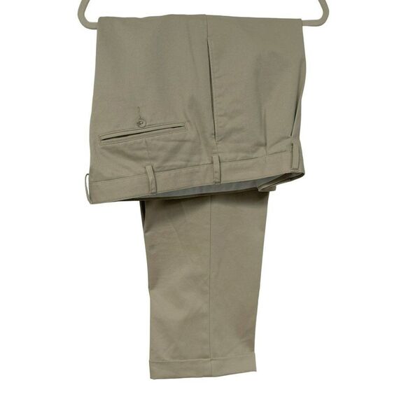 Lands End Mens Traditional Fit Cuffed Pants 36 X 29 Khaki Tan 100% Cotton - Picture 5 of 8